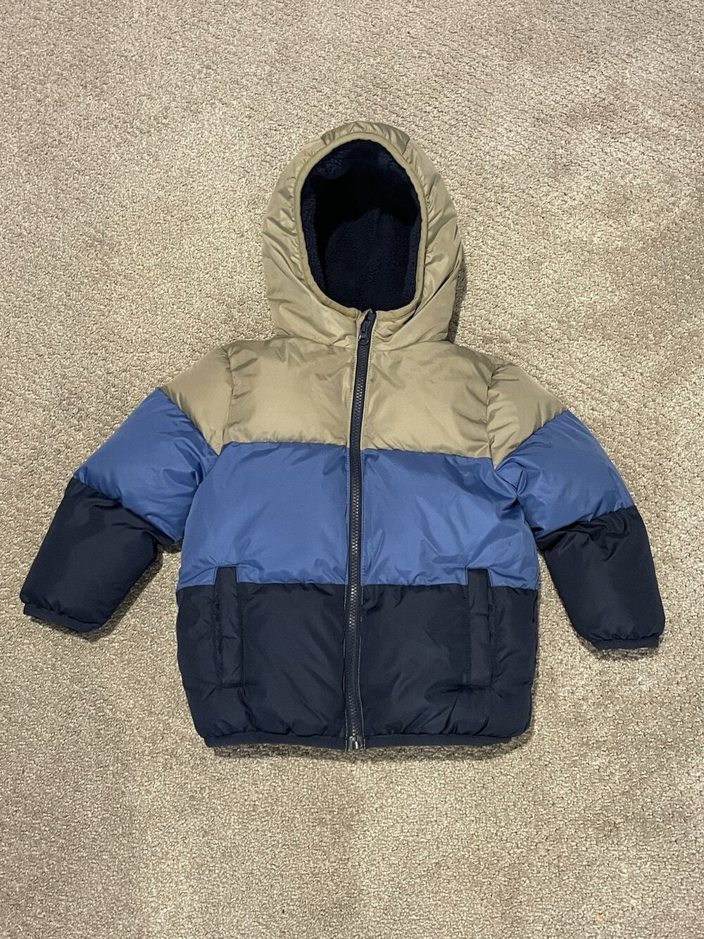 Swiss Tech Puffer Jacket Hooded Fleece Lined Colorblock Mid-weight Sz: 4Y